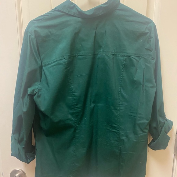 New York & Company Size L Lg sleeve-button down shirts-Royal/Emerald green/Black - Picture 10 of 13